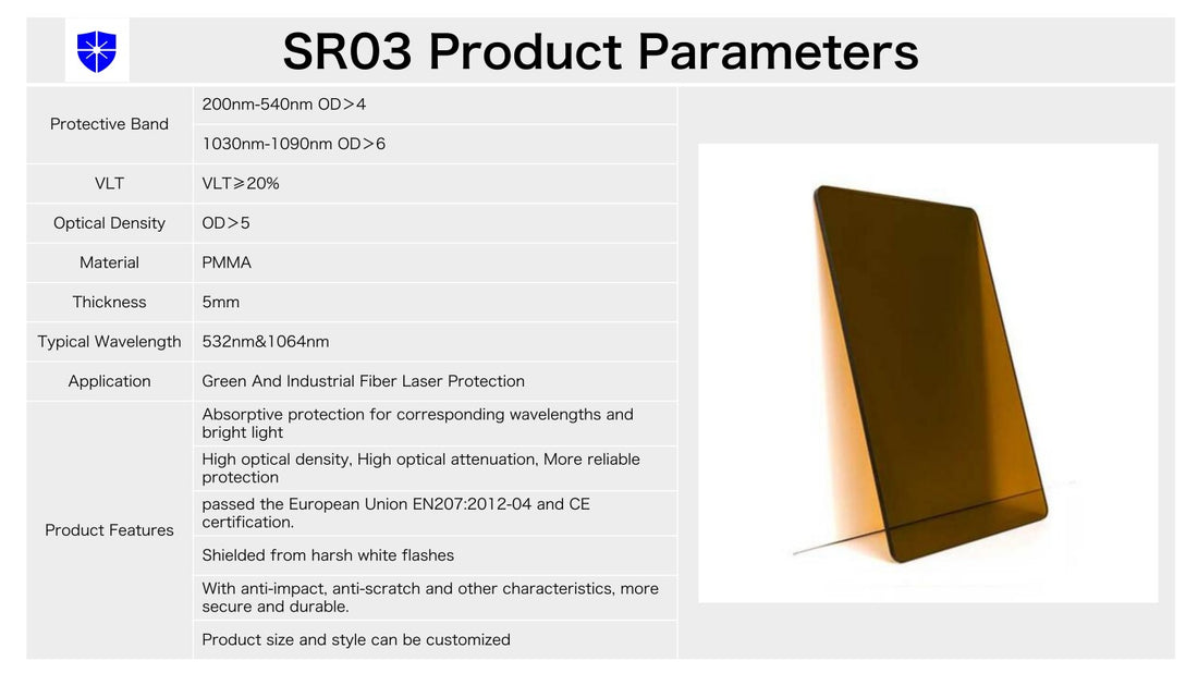 Laser Safety Window – Acrylic Sheet | OD 6+ @ 200–540 & 1030–1090 nm