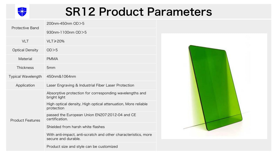 Laser Safety Window – Acrylic Sheet | For Engraving & Fiber Laser OD 5+ @ 200–450 nm & 930-1100 nm