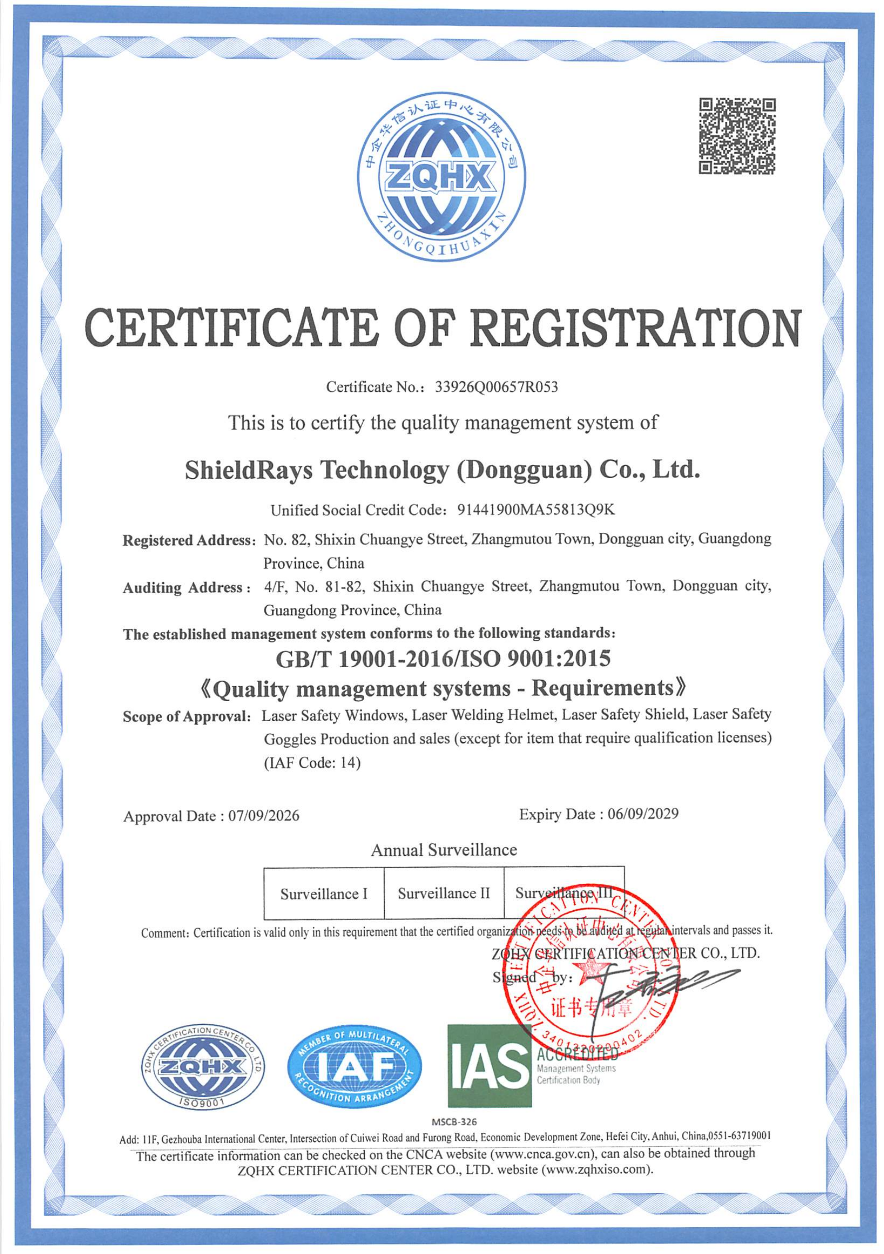 ISO 9001:2015 Certificate